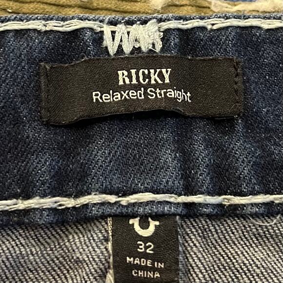 Y2K True Religion Embroidered Dark Blue Jeans 32Wx33L - Picture 4 of 7